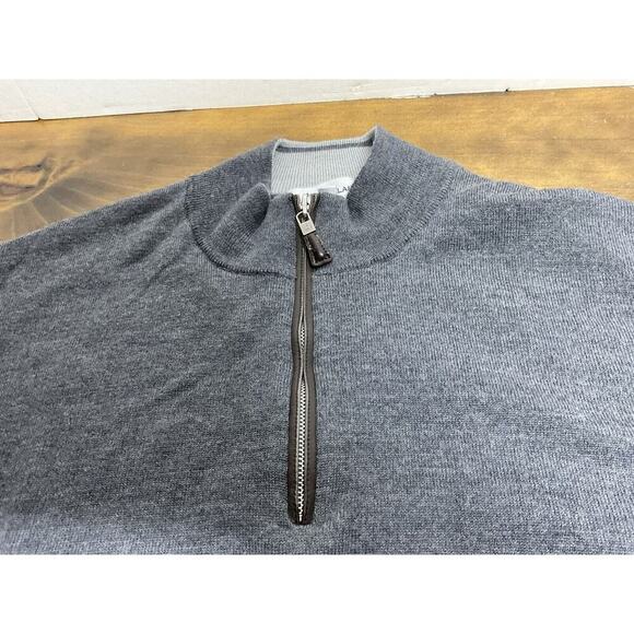 Peter Millar Sweater Men's XL Gray 1/4 Zip Merino Wool Silk Blend Pullover - Picture 3 of 9
